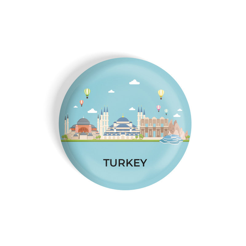 dhcrafts Round Fridge Magnet Blue Color Turkey Glossy Finish Design Pack of 1 (58 mm)